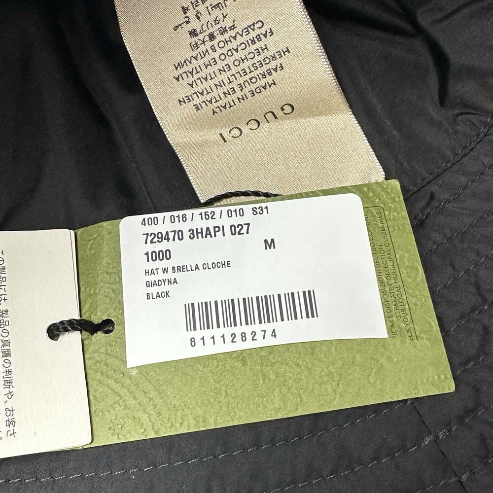 NWT Gucci Brella Cloche Size M 57cm Nylon Bucket Hat Black Gold GG Marmont $599 - Picture 13 of 15